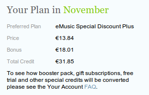 My eMusic rates under the new pricing system